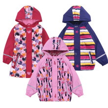 Popular Style PU Raincoat Color Print Waterproof Kids Rain Jacket